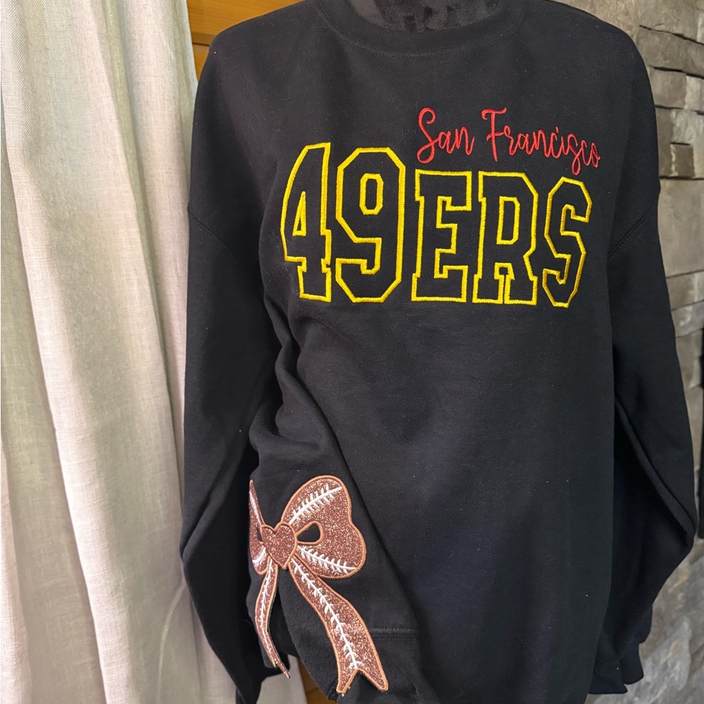 Gildan Black Sweater with Yellow and Red Accents
